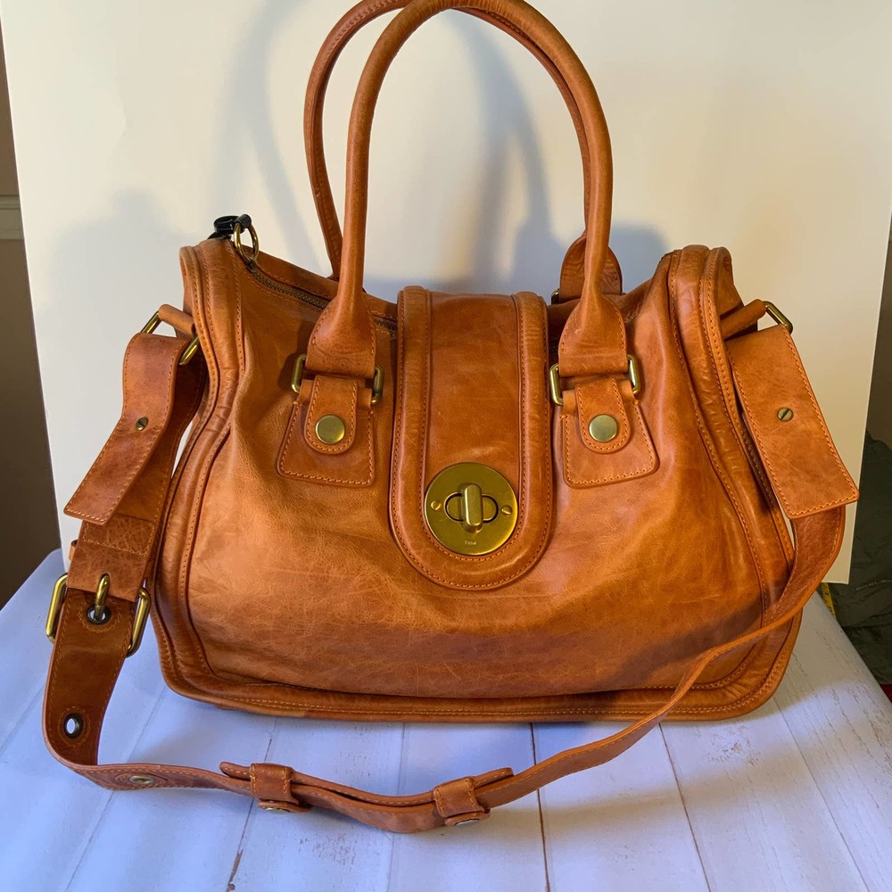 Chloe Tan Leather Ava East-West large handbag
